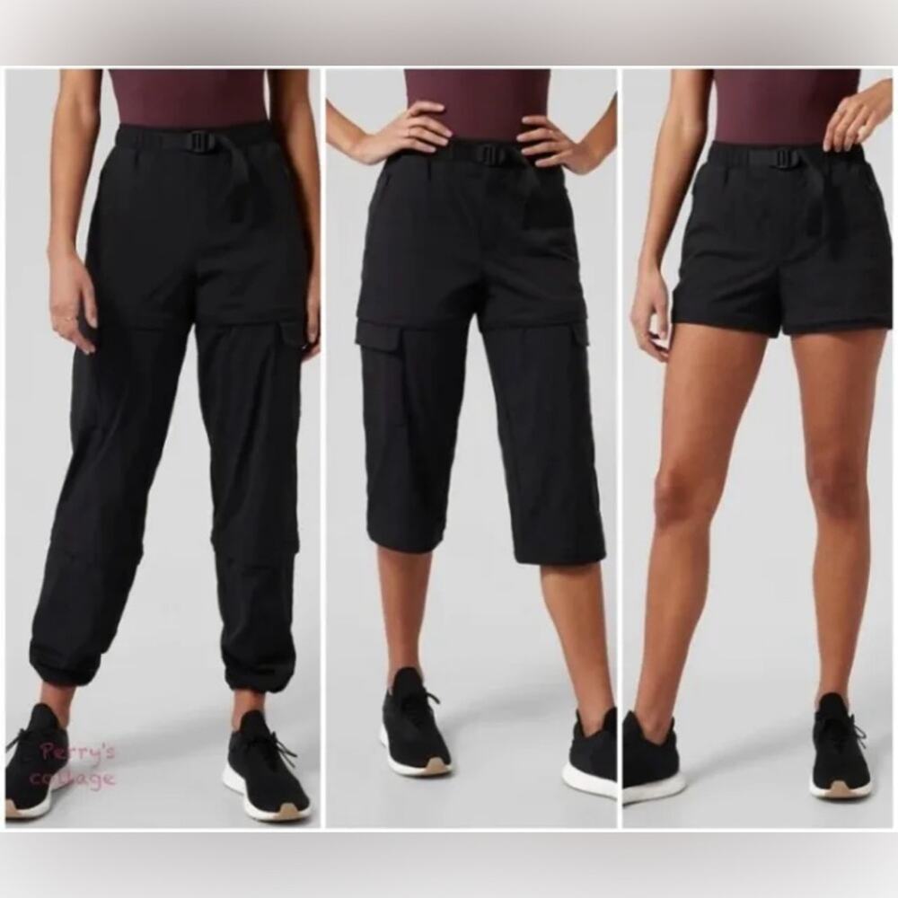 ATHLETA Black Trekkie Convertible Hike Pants Size 18 Ripstop Camping $139 MSRP